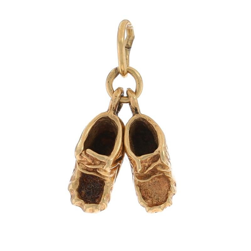 Yellow Gold Vintage Baby Shoes Charm - 14k Infant Walkers First Steps Keepsake For Sale