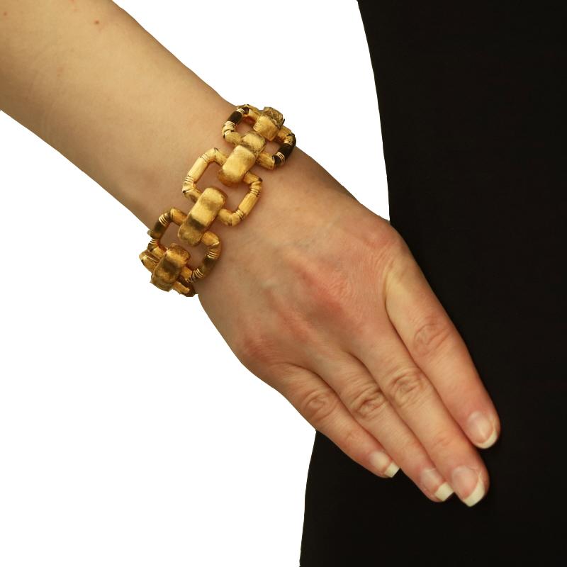 Gelbgold Vintage Bambus Gliederarmband 6 3/4