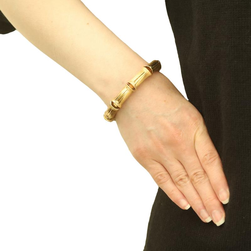Yellow Gold Vintage Bamboo Link Bracelet 8