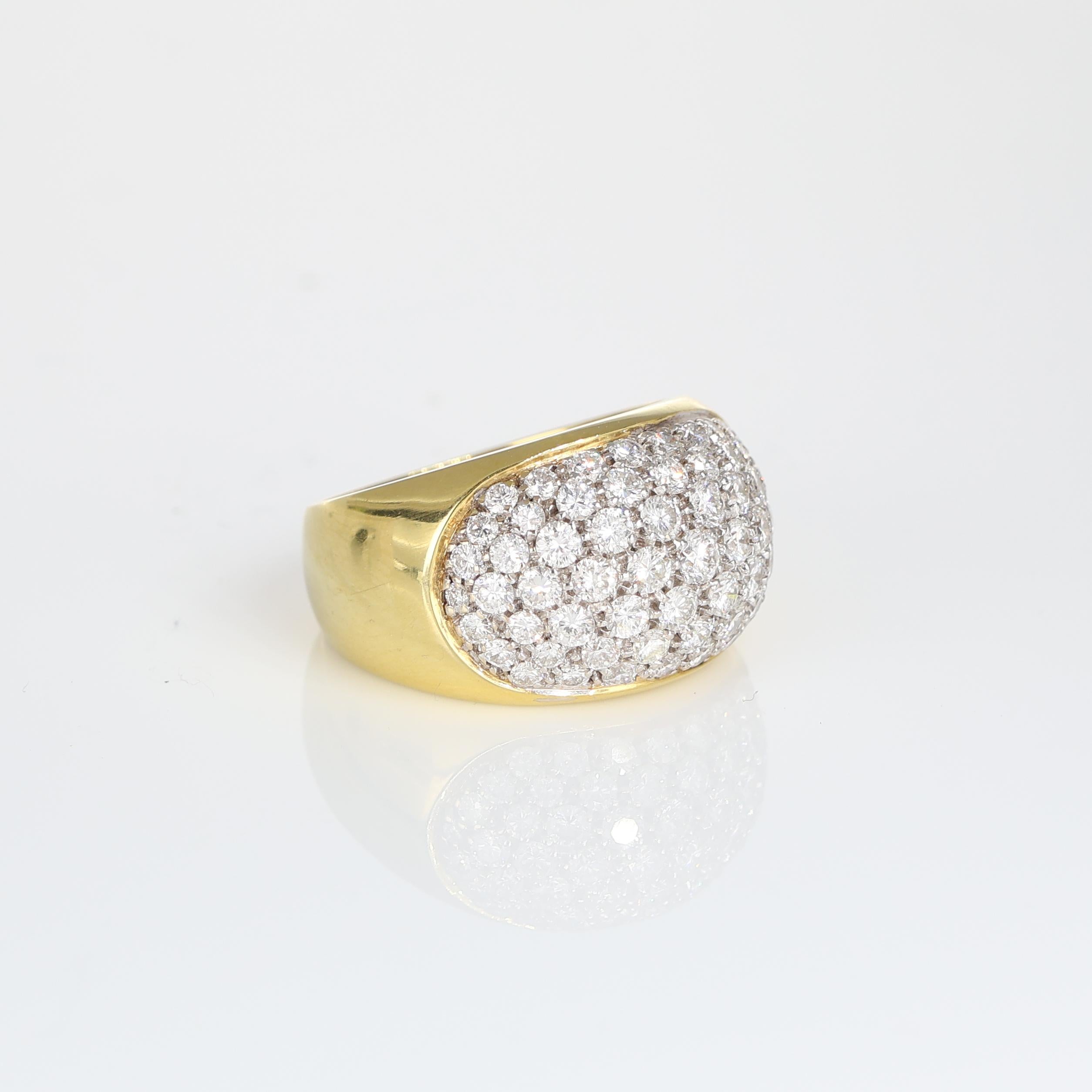 Yellow Gold Vintage Band Ring with Diamond Pavé 1.80 Carats In New Condition For Sale In Bergamo, BG