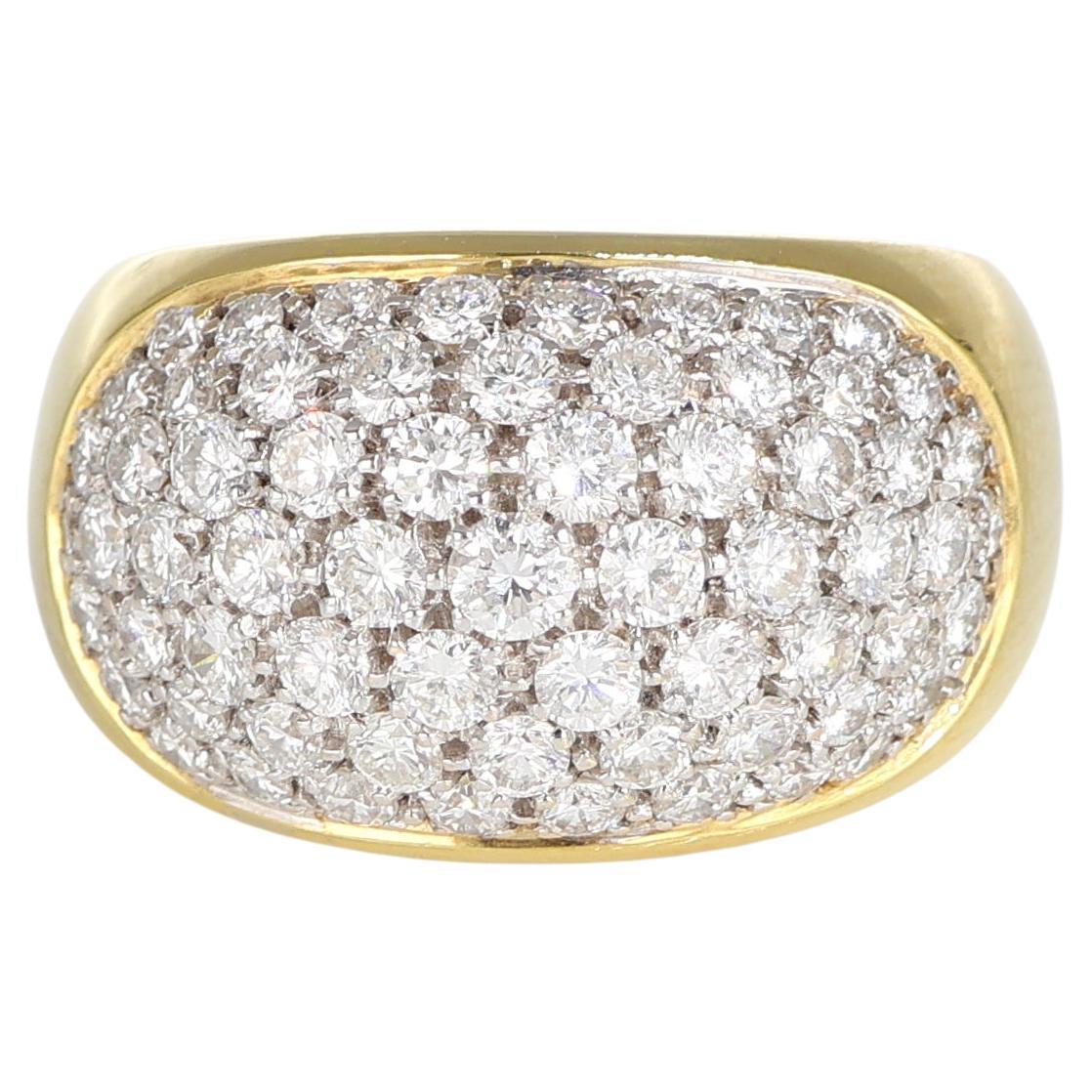Yellow Gold Vintage Band Ring with Diamond Pavé 1.80 Carats For Sale