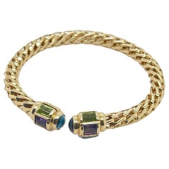 Gelbgold Vintage Cabochan Bezel Set Edelstein Flexible Armreif