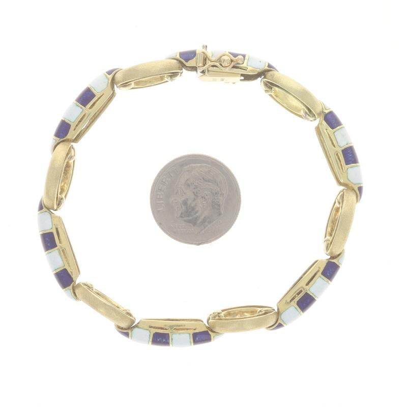 Bracelet à maillons vintage en or jaune à rayures circulaires 6 1/2