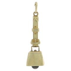 Yellow Gold Vintage Cowbell Charm 14k Bovine