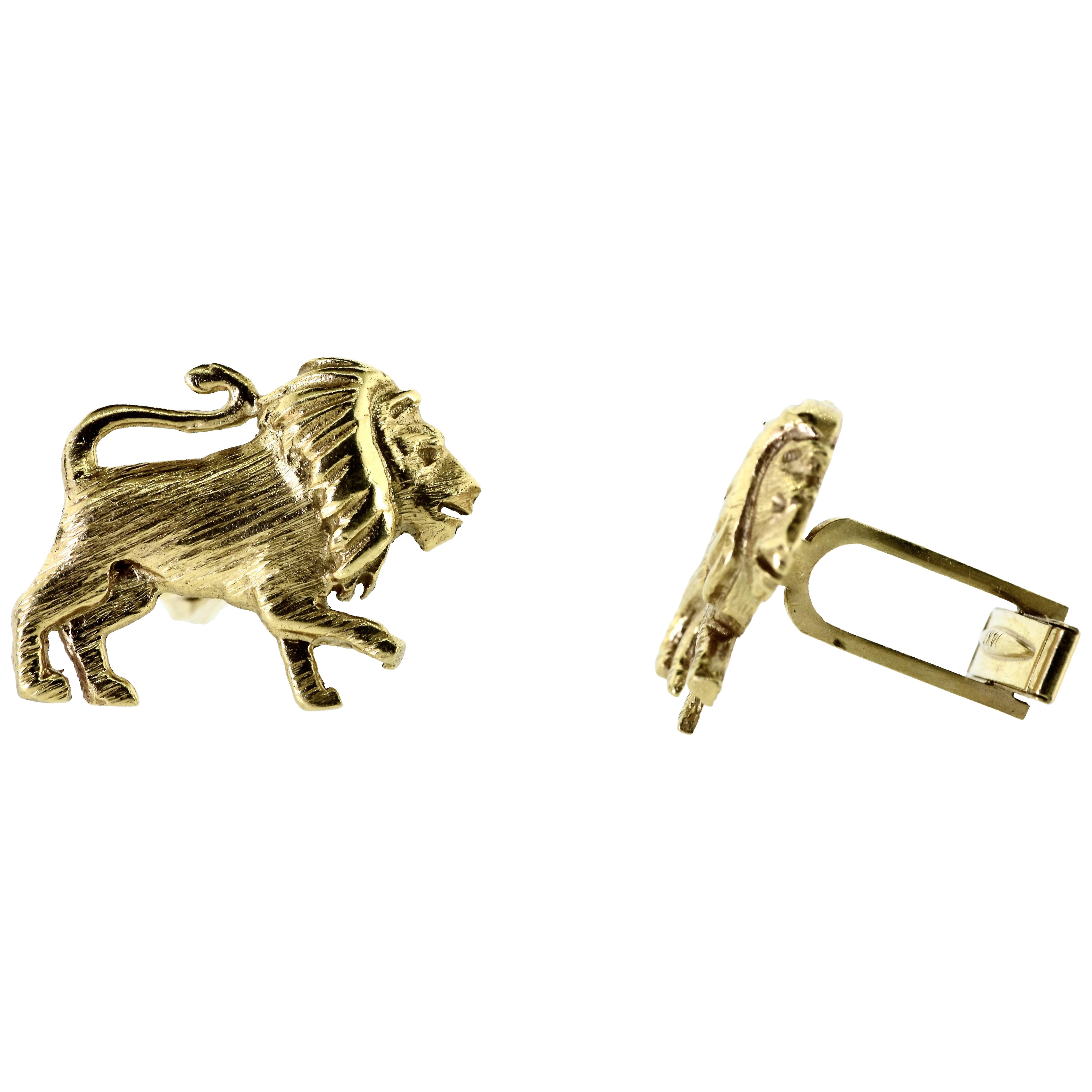 Yellow Gold Vintage Cufflinks of the Lion of Judah, c. 1950.