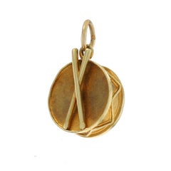 Yellow Gold Vintage Drum Charm 14k Percussion Instrument