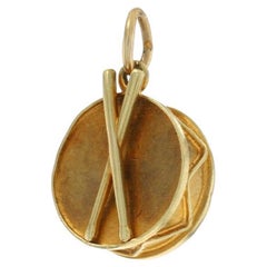 Yellow Gold Vintage Drum Charm 14k Percussion Instrument