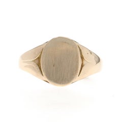 Yellow Gold Vintage Engravable Signet Ring - 10k Oval