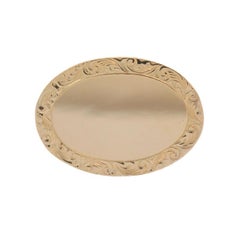 Yellow Gold Vintage Engraveable Oval Enhancer Pendant - 14k