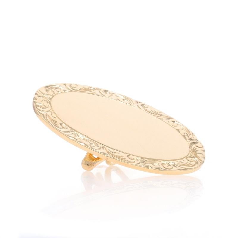 Yellow Gold Vintage Engraveable Oval Enhancer Pendant - 14k In Excellent Condition For Sale In Greensboro, NC