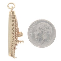 Yellow Gold Vintage Fairwind Ocean Liner Charm - 9k Cruise Ship Travel Souvenir
