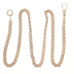 Yellow Gold Vintage Fancy Double Curb Pocket Watch Chain 16" 10k