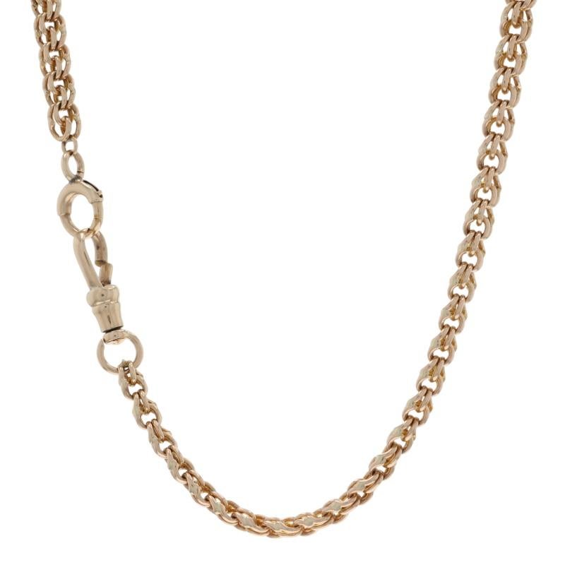 Chaine de montre de poche en or jaune Vintage Fancy Double Curb 16