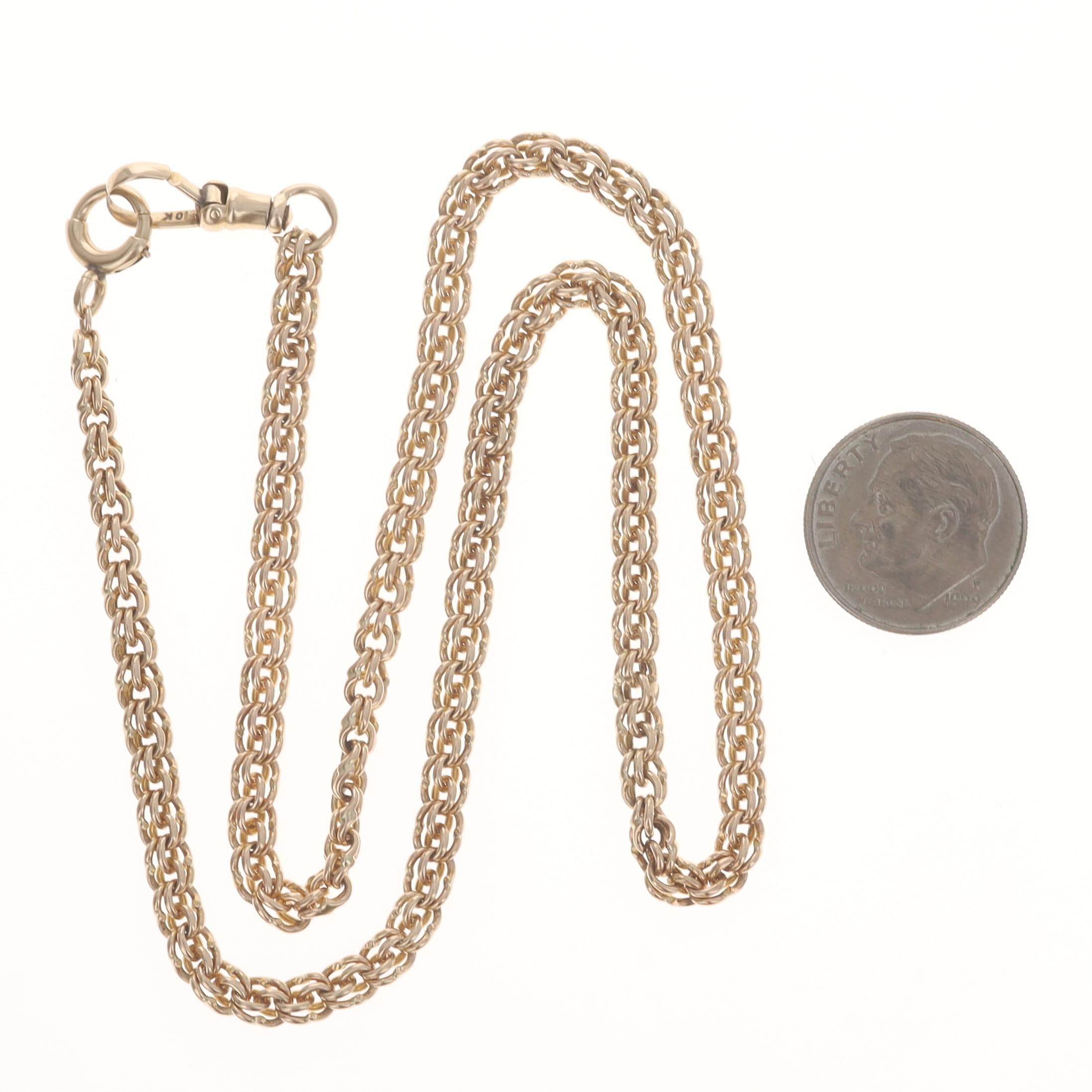 Chaine de montre de poche en or jaune Vintage Fancy Double Curb 16