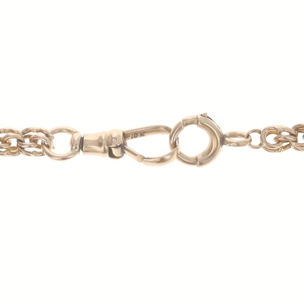 Chaine de montre de poche en or jaune Vintage Fancy Double Curb 16