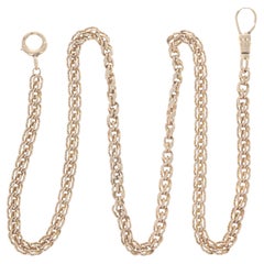 Yellow Gold Vintage Fancy Double Curb Pocket Watch Chain 16" 10k