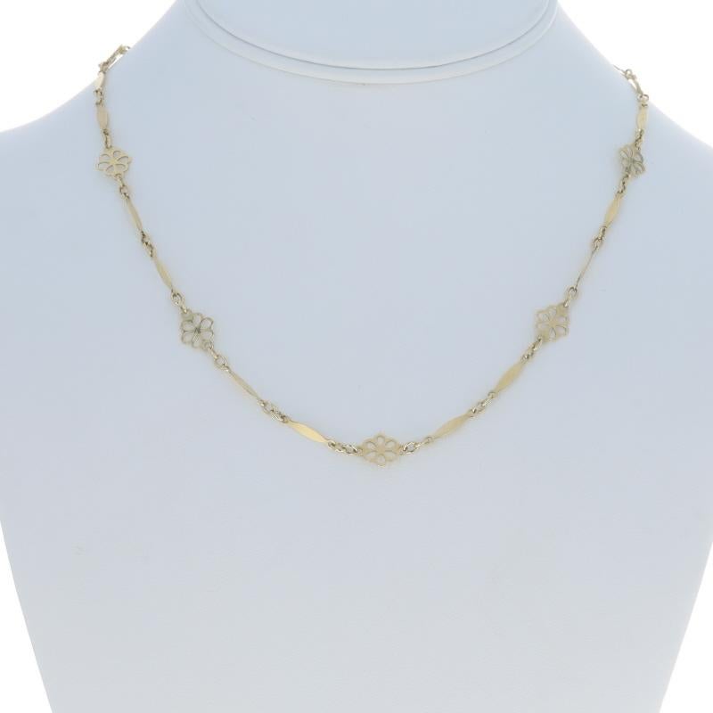 Collier en or jaune vintage fleur fantaisie avec chaîne longue et courte 17 1/2
