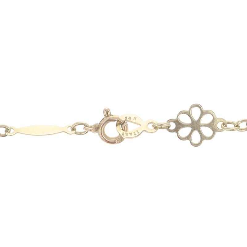 Collier en or jaune vintage fleur fantaisie avec chaîne longue et courte 17 1/2