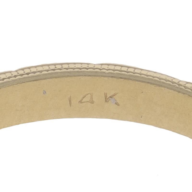 Yellow Gold Vintage Geometric Floral Wedding Band - 14k Etched Milgrain 3