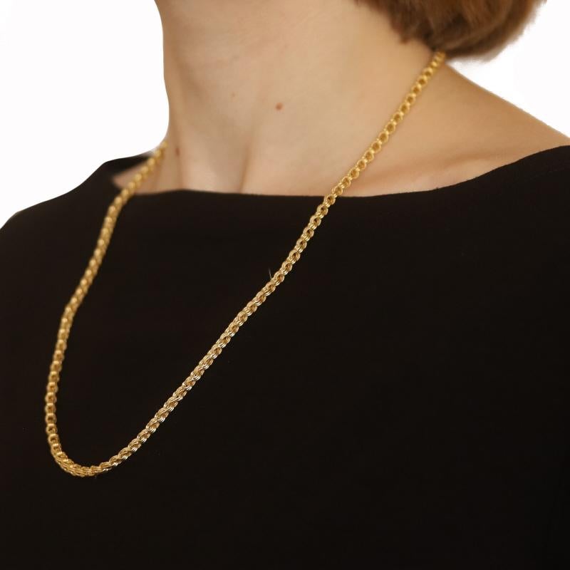Women's Yellow Gold Vintage Handmade Fancy Triple Curb Chain Necklace 23 1/2