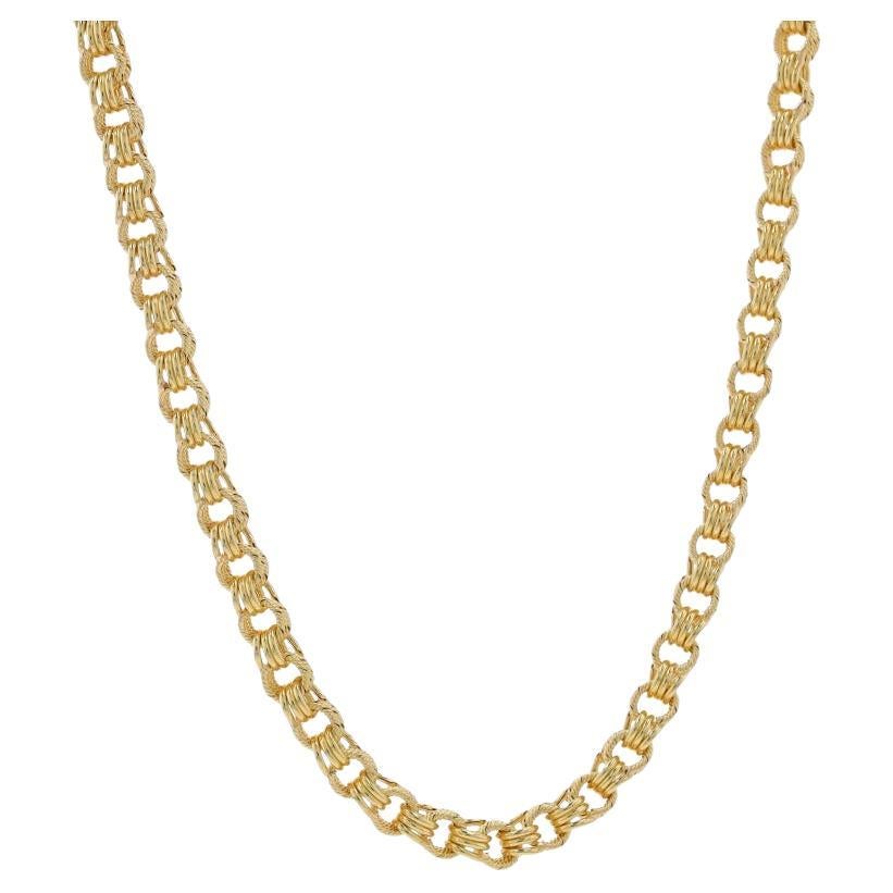 Yellow Gold Vintage Handmade Fancy Triple Curb Chain Necklace 23 1/2 ...