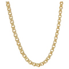 Yellow Gold Vintage Handmade Fancy Triple Curb Chain Necklace 23 1/2" - 18k
