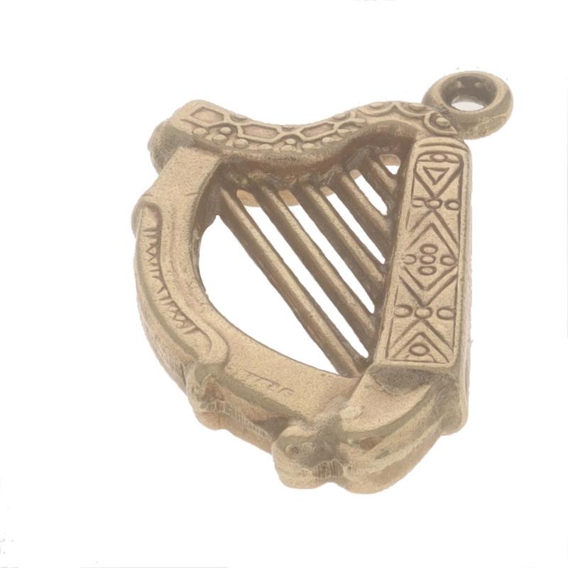 Women's or Men's Yellow Gold Vintage Harp Charm - 9k Musical Instrument For Sale
