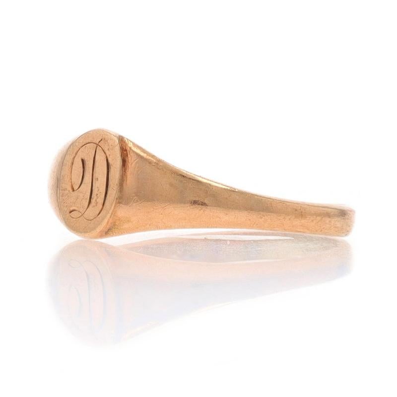 Gelbgold Vintage Initial D Signet Ring 10k Monogram SZ 1 1/4 im Zustand „Hervorragend“ im Angebot in Greensboro, NC