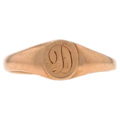 Gelbgold Vintage Initial D Signet Ring 10k Monogram SZ 1 1/4