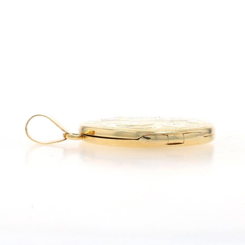Gelbgold Vintage Medaillon-Anhänger - 14k blühender runder, runder Schnörkel im Zustand „Hervorragend“ in Greensboro, NC
