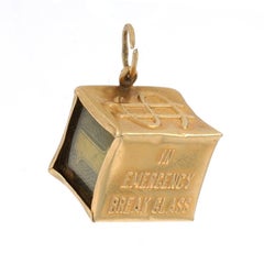 Yellow Gold Vintage Mad Money Charm - 14k Folded Emergency $1 Bill Hammer & Box