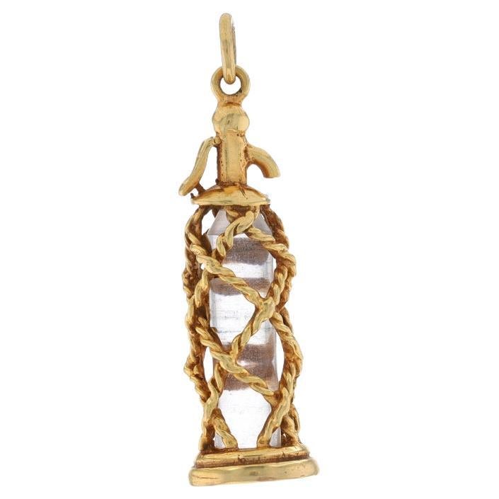 Yellow Gold Vintage Nautical Rope Seltzer Bottle Charm 9k Carbonated Soda Siphon For Sale