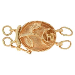Yellow Gold Vintage Rose SlideTab Box Bracelet Clasp 14k Floral