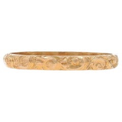Yellow Gold Vintage Scroll Baby Ring - 10k Flower Garland Midi Child's Band