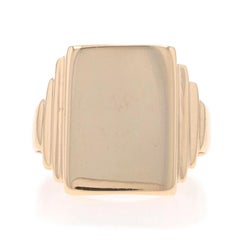 Yellow Gold Vintage Signet Men's Ring - 10k Engravable