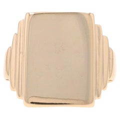 Yellow Gold Vintage Signet Men's Ring - 10k Engravable