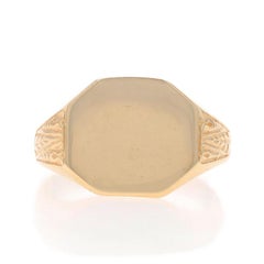 Yellow Gold Vintage Signet Men's Ring - 14k Engravable