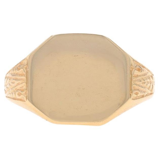 Yellow Gold Vintage Signet Men's Ring - 14k Engravable