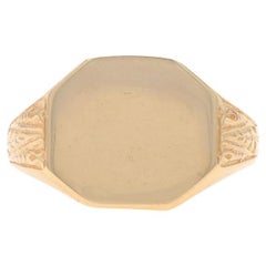 Yellow Gold Vintage Signet Men's Ring - 14k Engravable
