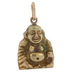 Gelbgold Vintage Smiling Happy Buddha Charm - 10k