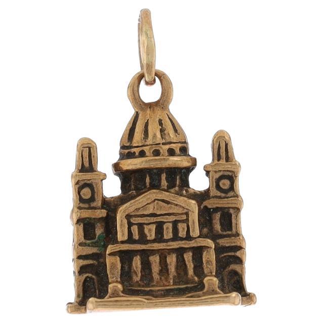 Yellow Gold Vintage St Paul's Cathedral Charm 10k London England Church Souvenir For Sale