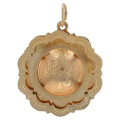 Yellow Gold Vintage Sweet 16 Pendant - 14k Milestone Birthday Etched