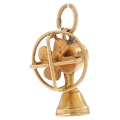 Yellow Gold Used Tabletop Fan Charm - 14k Summer Cooling Moves