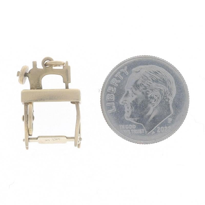 Women's or Men's Yellow Gold Vintage Treadle Sewing Machine Charm - 14k Textile Arts Moves For Sale