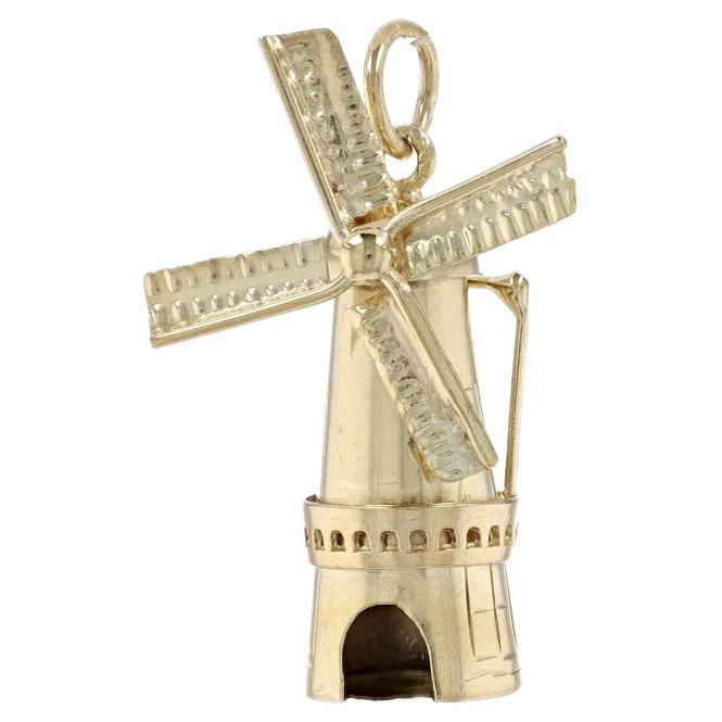 Charme moulin à vent vintage en or jaune 14 carats - Souvenirs de voyage voiliers