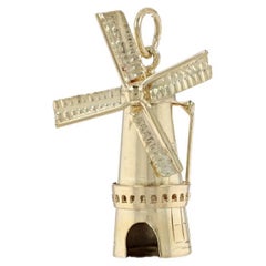 Charme moulin à vent vintage en or jaune 14 carats - Souvenirs de voyage voiliers