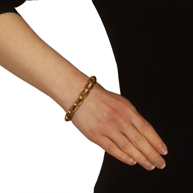 Yellow Gold Vintage Woven Foxtail Chain Bracelet 7 1/2