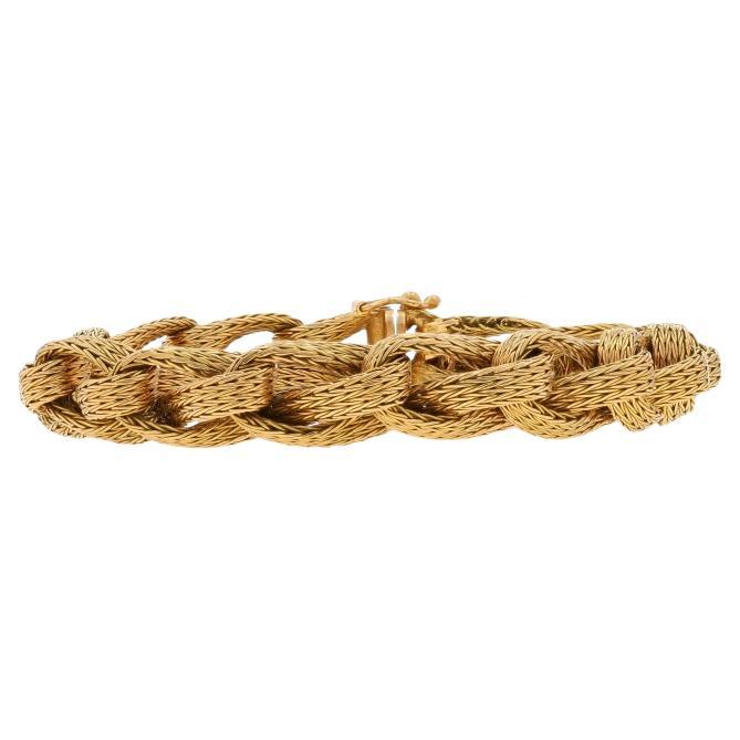 Yellow Gold Vintage Woven Foxtail Chain Bracelet 7 1/2" - 18k