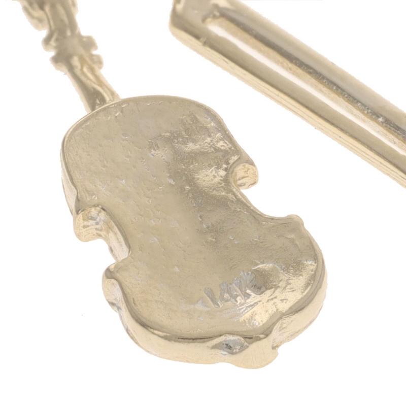 Women's Yellow Gold Violin & Bow Charm - 14k String Music Instrument Musician's Gift For Sale