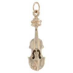 Yellow Gold Violin Charm, 14k Musical Instrument Musician's Gift Pendant